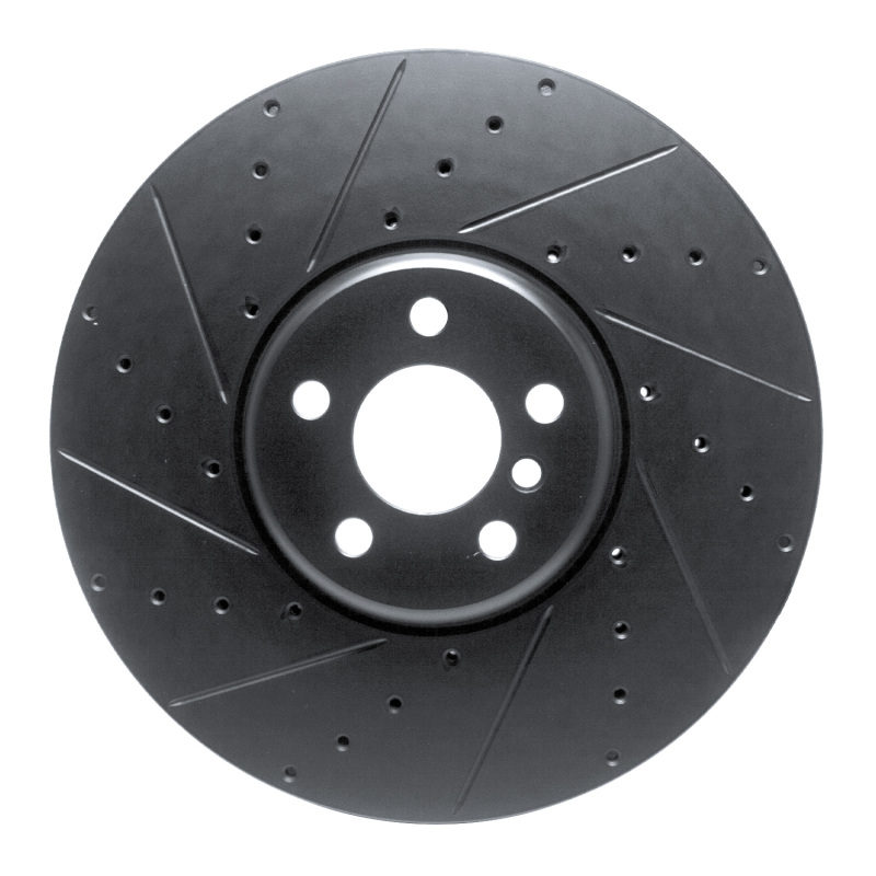 BMW i5 Brake Rotor (1) - Left Front - R1 Concepts - Drilled & Slotted - Black - `16-`25